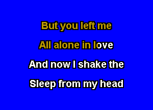 But you left me
All alone in love

And now I shake the

Sleep from my head
