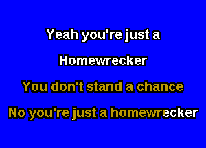 Yeah you're just a
Homewrecker

You don't stand a chance

No you're just a homewrecker