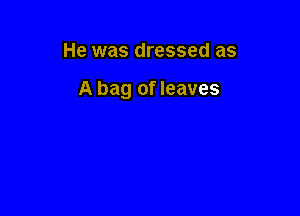 He was dressed as

A bag of leaves