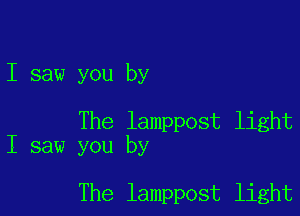 I saw you by

The lamppost light
I saw you by

The lamppost light