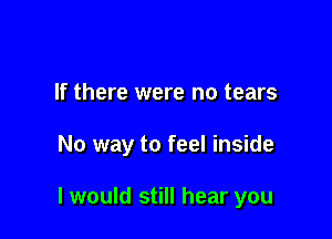 If there were no tears

No way to feel inside

I would still hear you
