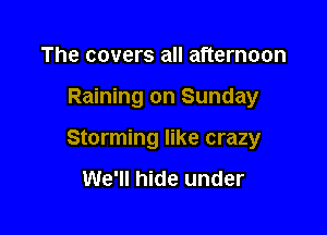 The covers all afternoon

Raining on Sunday

Storming like crazy

We'll hide under