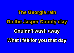 The Georgia rain

0n the Jasper County clay

Couldn't wash away

What I felt for you that day