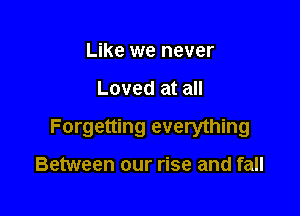 Like we never

Loved at all

Forgetting everything

Between our rise and fall