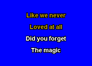 Like we never

Loved at all

Did you forget

The magic