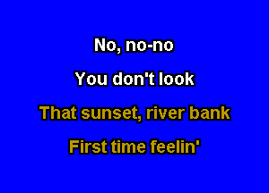 No, no-no

You don't look

That sunset, river bank

First time feelin'