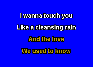I wanna touch you

Like a cleansing rain

And the love

We used to know