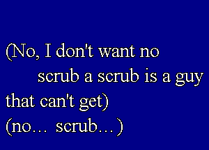 (No, I don't want no

scrub a scrub is a guy
that can't get)
(no... scrub...)