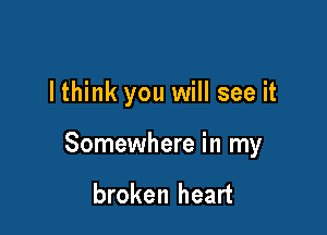 lthink you will see it

Somewhere in my

broken heart