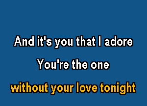 And it's you that I adore

You're the one

without your love tonight