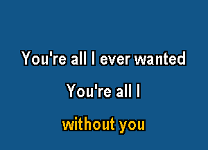 You're all I ever wanted

You're all I

without you