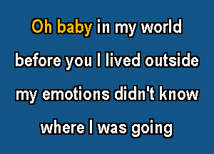 Oh baby in my world
before you I lived outside

my emotions didn't know

where l was going