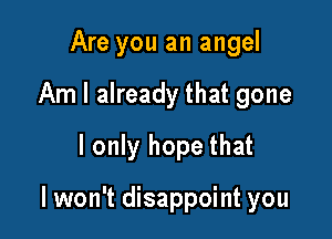 Are you an angel
Am I already that gone
I only hope that

I won't disappoint you
