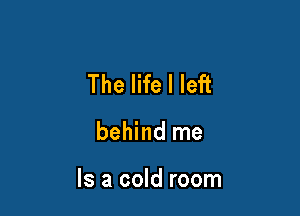 The life I left

behind me

Is a cold room