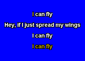 I can fly

Hey, if I just spread my wings

I can fly
I can fly