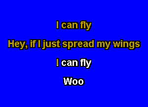 I can fly

Hey, if I just spread my wings

I can fly
Woo