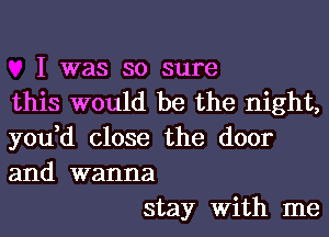 I was so sure
this would be the night,
you,d close the door
and wanna
stay With me