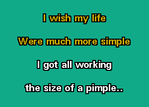 I wish my life
Were much more simple

I got all working

the size of a pimple..