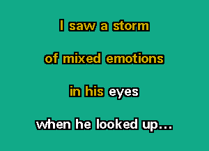 I saw a storm
of mixed emotions

in his eyes

when he looked up...