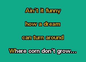 Ain't it funny
how a dream

can turn around

Where com don't grow...