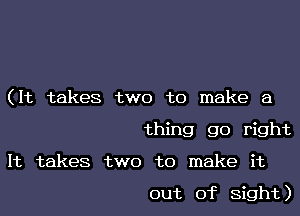 (It takes two to make a
thing go right

It takes two to make it

out of Sight)
