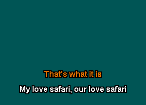 That's what it is

My love safari, our love safari