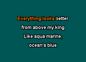 Everything looks better

from above my king

Like aqua marine,

ocean's blue