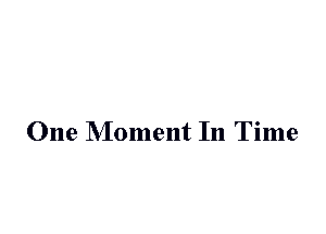 One NIoment In Time