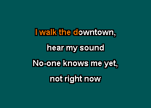 I walk the downtown,

hear my sound

No-one knows me yet,

not right now