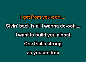 I get from you-ooh....

Givin' back is all lwanna do-ooh....

lwant to build you a boat

One that's strong

as you are free