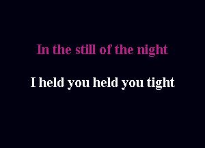 the night

I held you held you tight