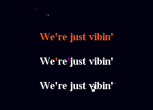 W e're just vibin'

We're just vibin'

W e're just v'bin'