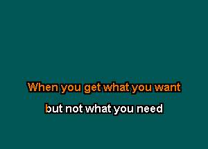 When you get what you want

but not what you need