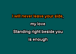 I will never leave your side,

my love

Standing right beside you

is enough