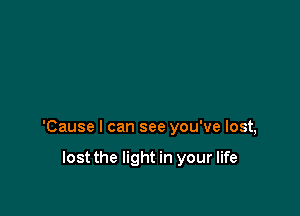 'Cause I can see you've lost,

lost the light in your life