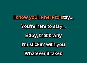 I know you're here to stay...

You're here to stay...
Baby, that's why
I'm stickin' with you

Whatever it takes