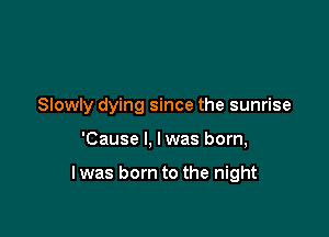 Slowly dying since the sunrise

'Cause I, Iwas born,

I was born to the night