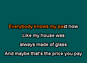 Everybody knows my past now
Like my house was

always made of glass

And maybe that's the price you pay