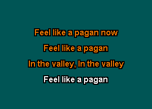 Feel like a pagan now

Feel like a pagan

In the valley, In the valley

Feel like a pagan