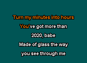 Turn my minutes into hours
You've got more than
2020, babe

Made of glass the way

you see through me