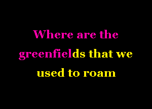 Where are the

greenfields that we

used to roam