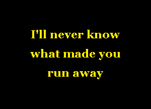 I'll never know

what made you

run away