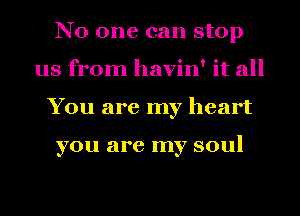 No one can stop
us from havin' it all
You are my heart

you are my soul