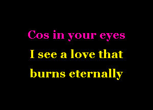Cos in your eyes

I see a love that

burns eternally