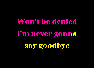 Won't be denied

I'm never gonna

say goodbye