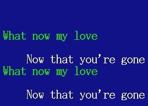 What now my love

Now that you re gone
What now my love

Now that you re gone