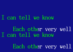 I can tell we know

Each other very well
I can tell we know

Each other very well