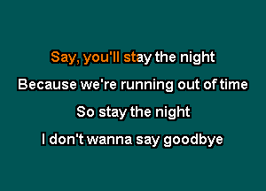 Say, you'll stay the night
Because we're running out oftime

So stay the night

I don't wanna say goodbye