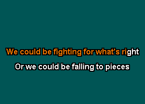 We could be fighting for what's right

Or we could be falling to pieces