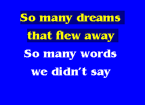 So many dreams

that flew away

So many words
we didn't say